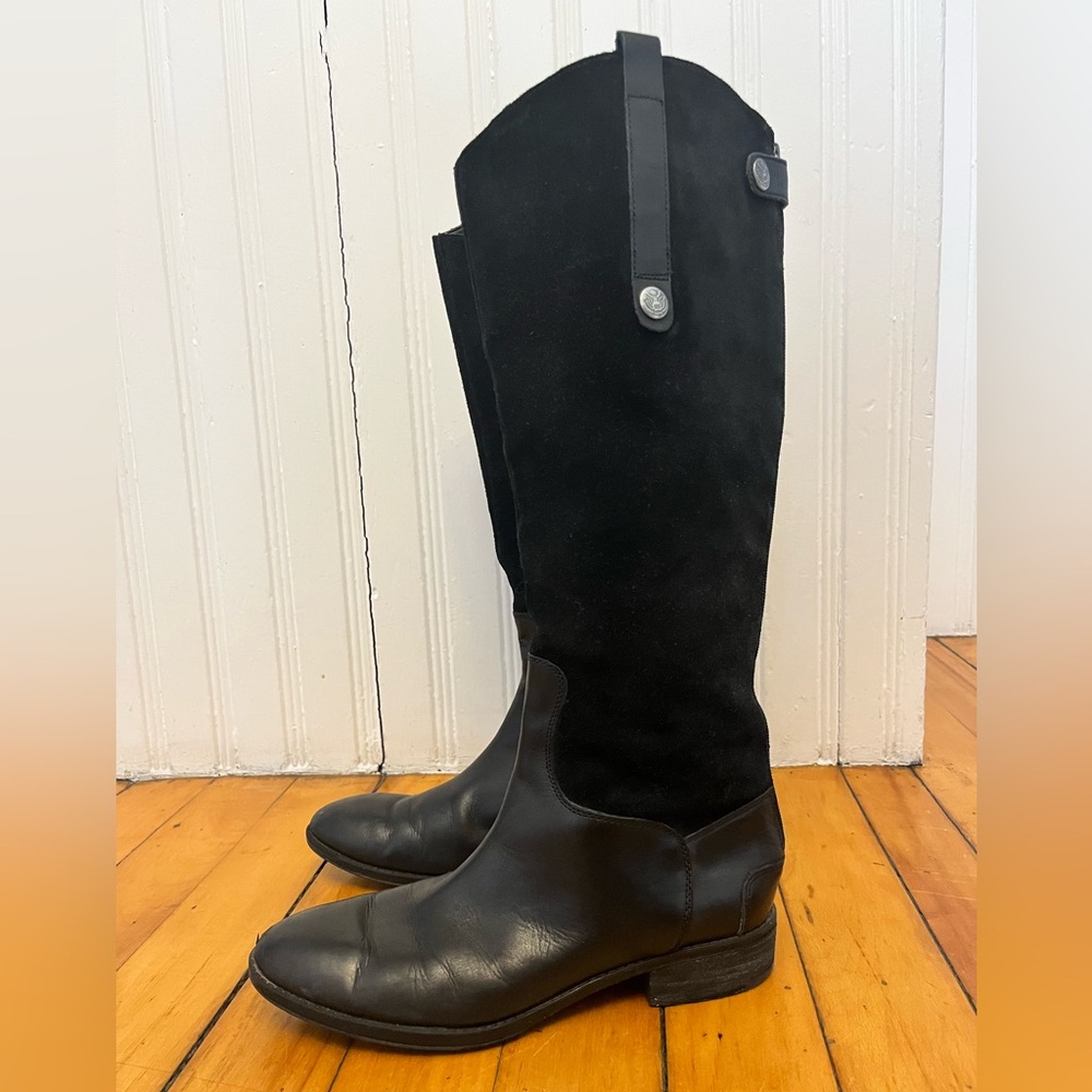 Sam Edelman Pembrooke Leather and Suede Knee High Riding Boots, Size 9.5